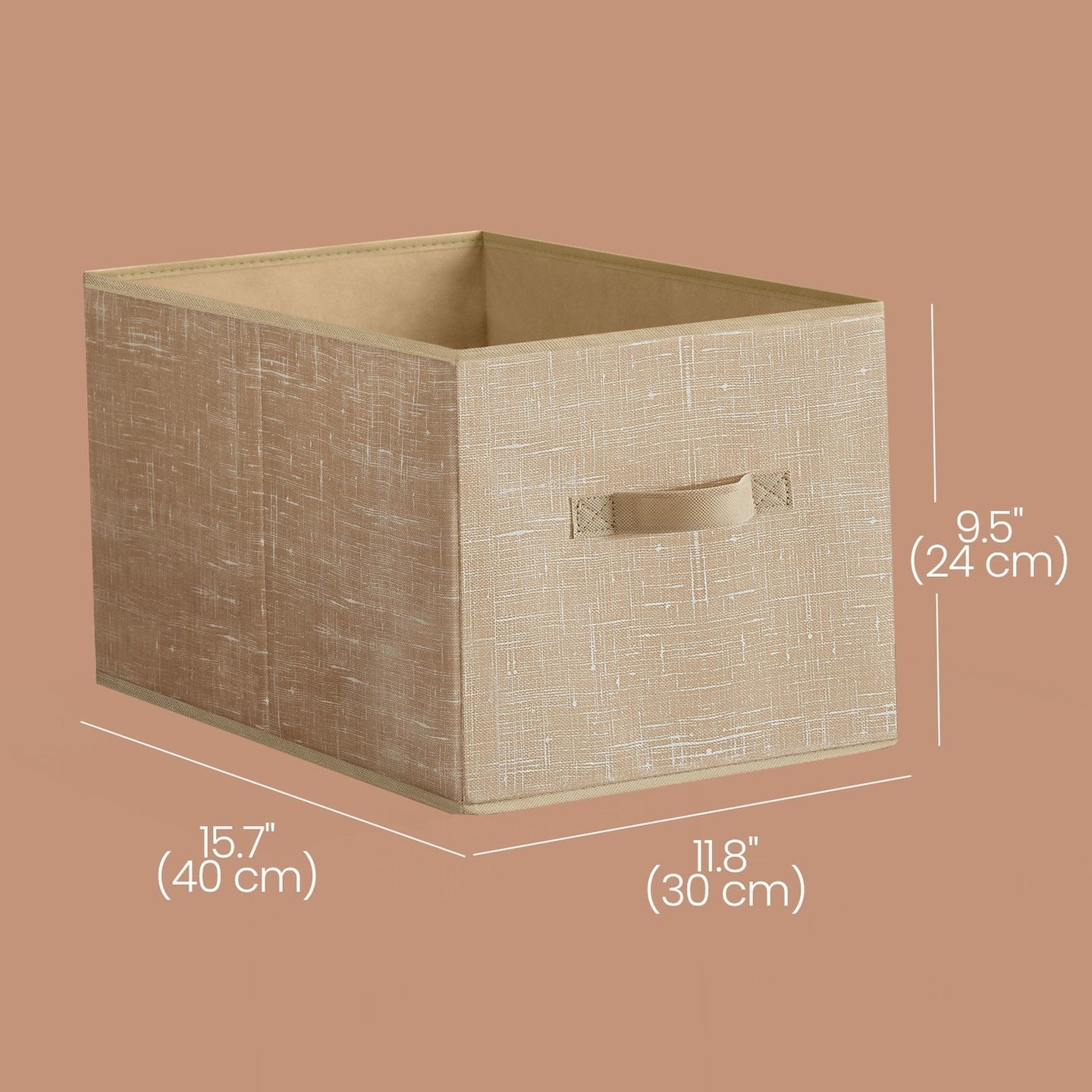 Set of 3 Fabric Storage Bins - Fabric - Ink Black - Foldable with Handles and Label Holders