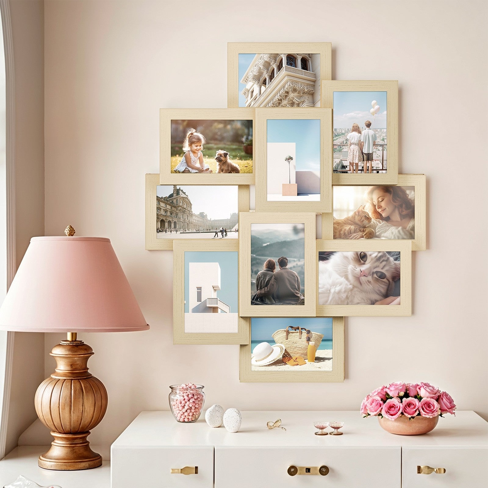 Collage Picture Frame - MDF - Cloud White - 10-Opening for 4x6 Photos