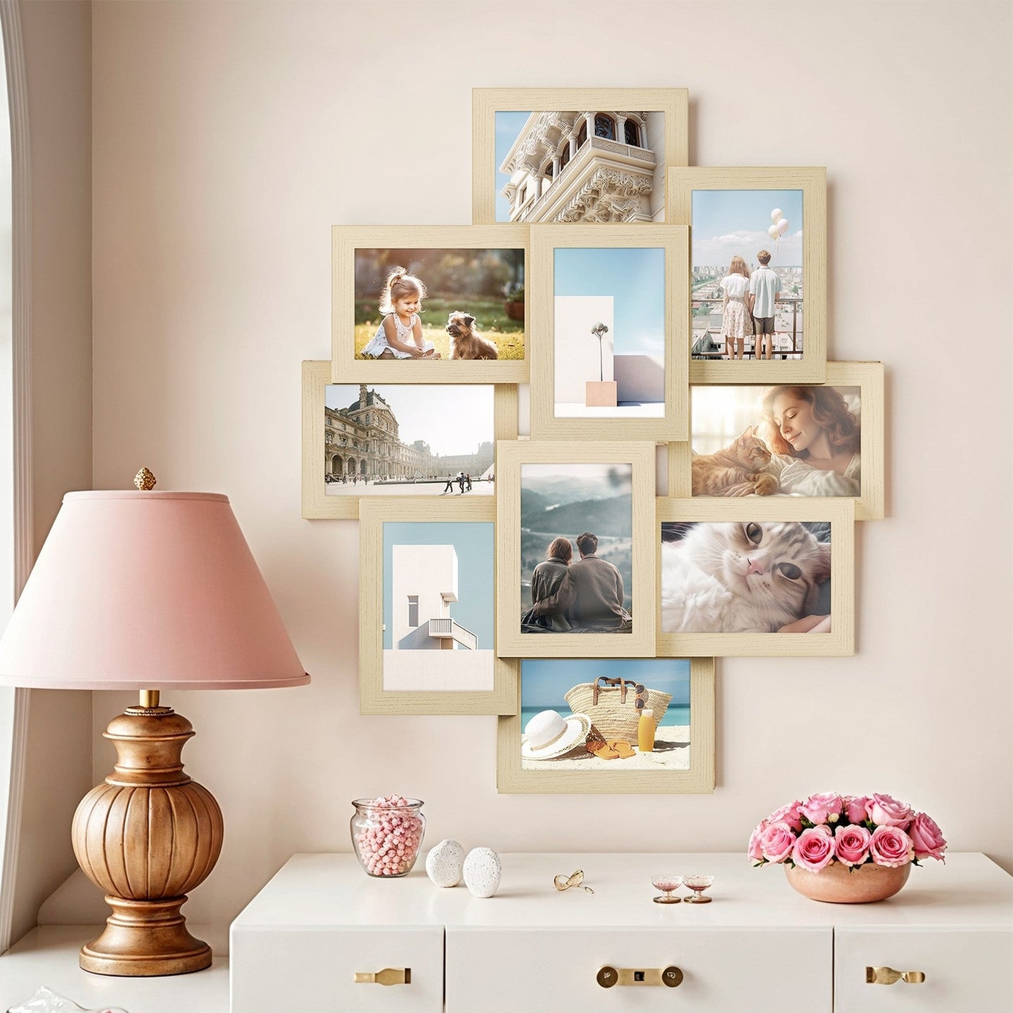 Collage Picture Frame - MDF - Cloud White - 10-Opening for 4x6 Photos