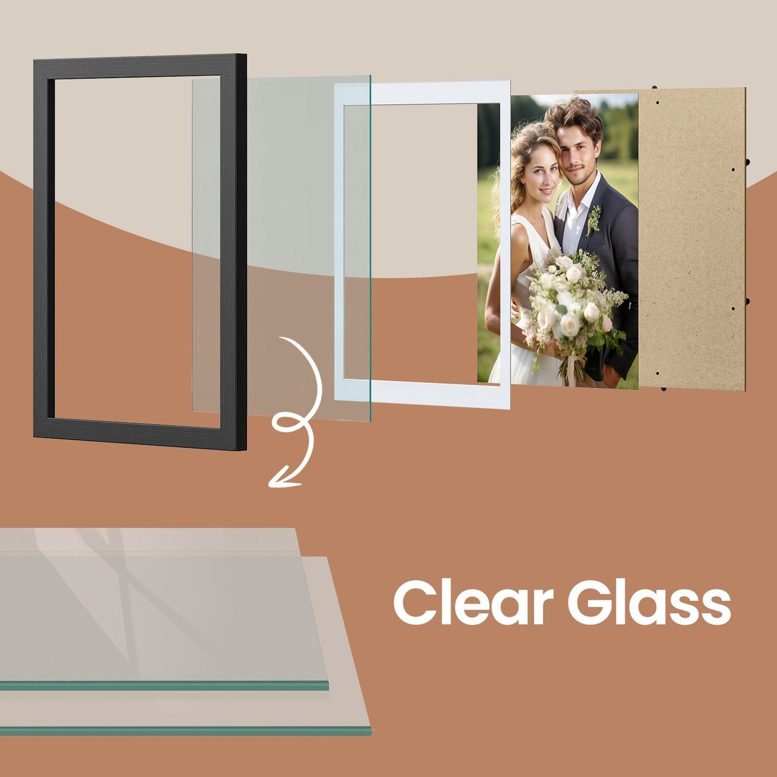 Set of 2 Multi Picture Frames - Wood - Black - Includes Mats for A4 and 4x6 Photos