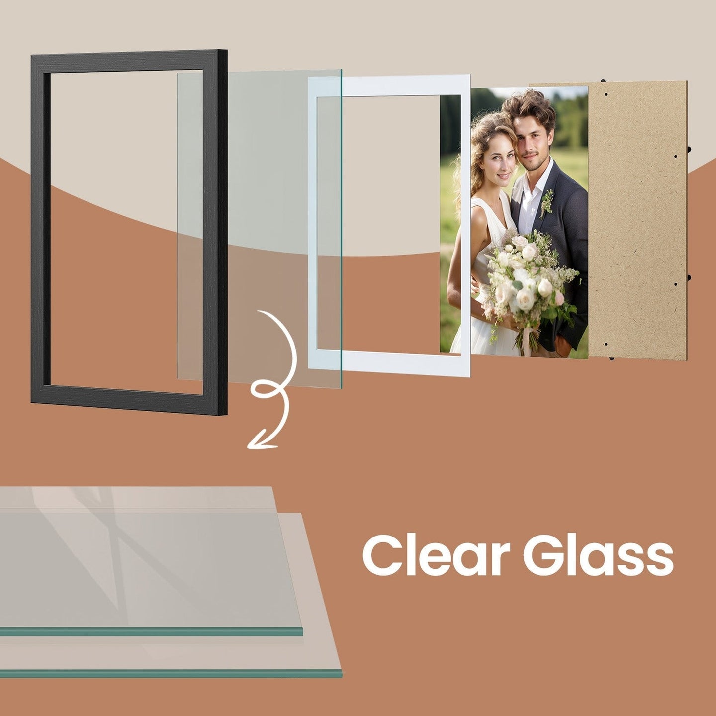 Set of 2 Multi Picture Frames - Wood - Black - Includes Mats for A4 and 4x6 Photos