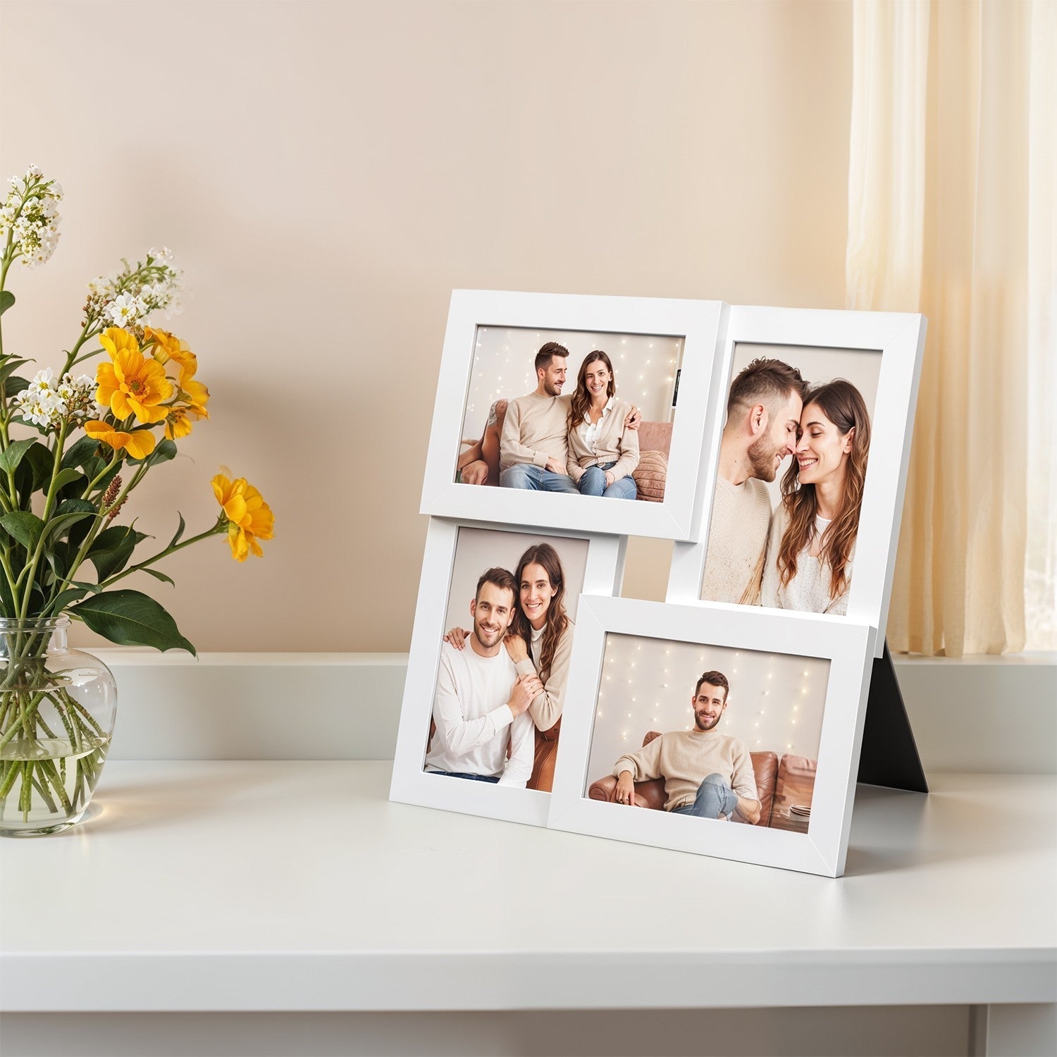 Collage Picture Frame - Cloud White - 4-Opening Design for 4x6 Photos