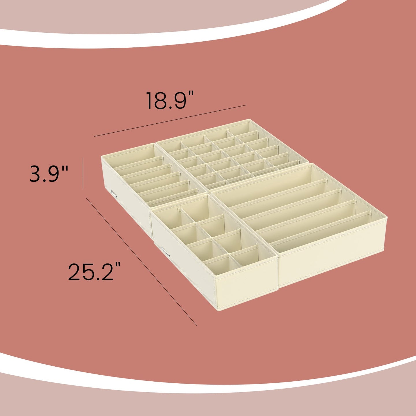 Set of 8 Underwear Organisers - Fabric - Beige - Foldable Drawer Storage for Bras