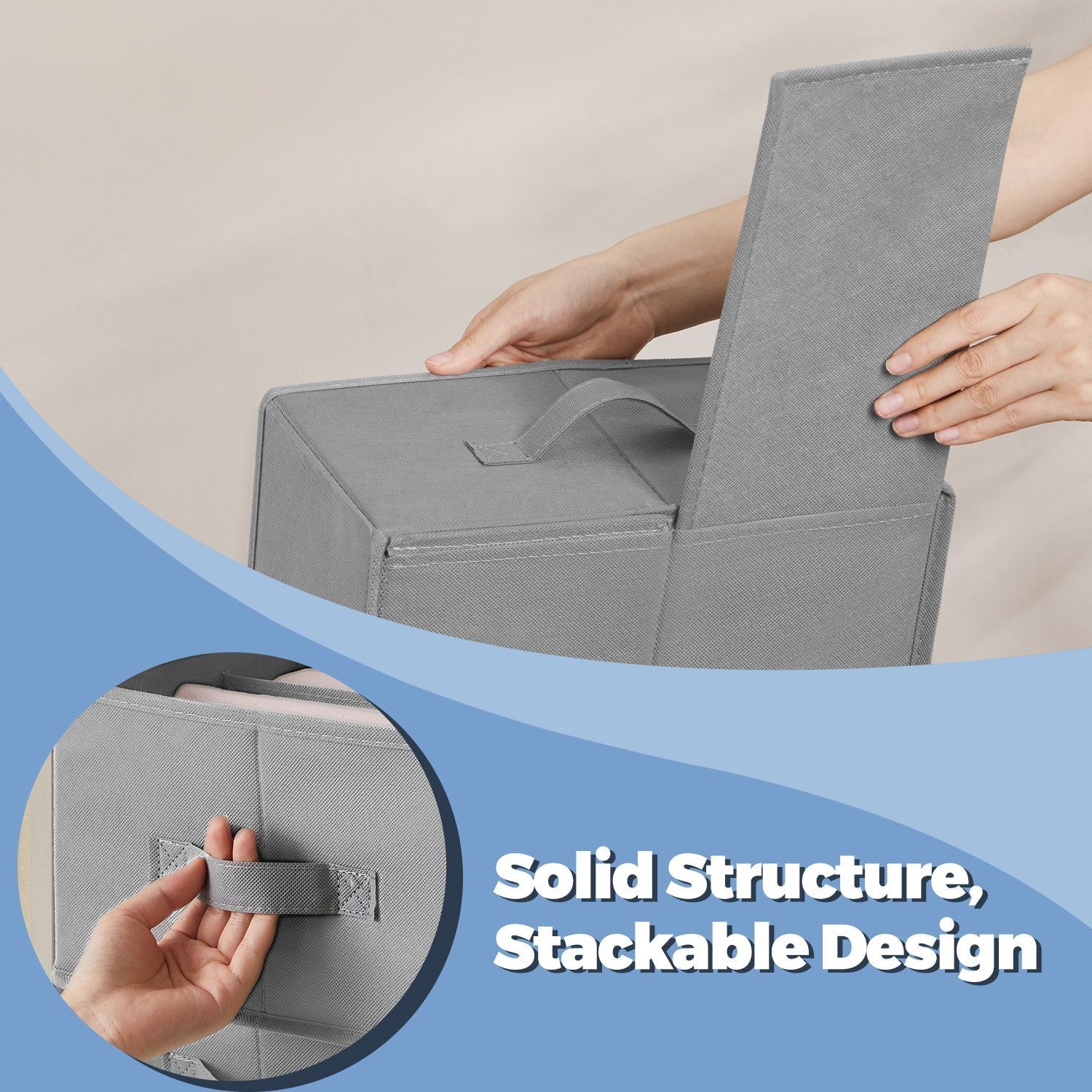 6-Compartment Foldable Drawer Organizers - Fabric - Dove Grey - Ideal for Wardrobe and Closet Storage