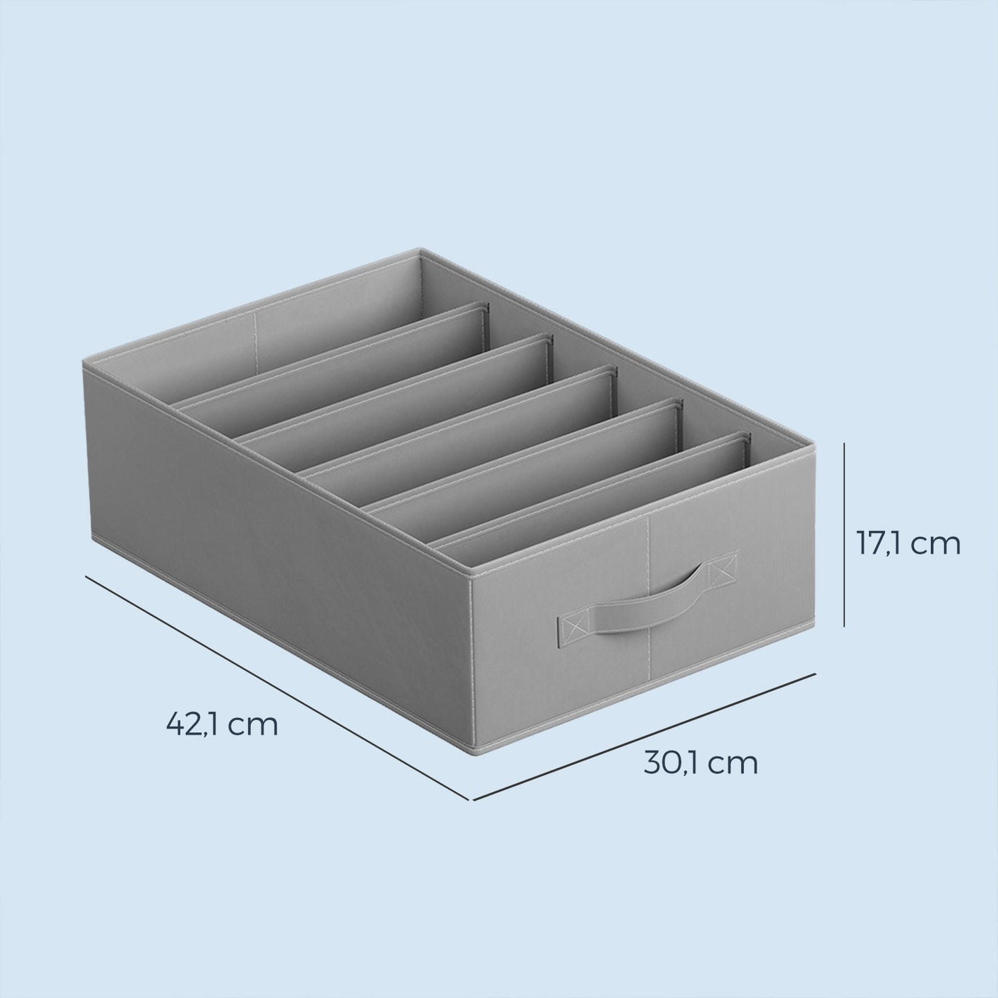 6-Compartment Foldable Drawer Organizers - Fabric - Dove Grey - Ideal for Wardrobe and Closet Storage