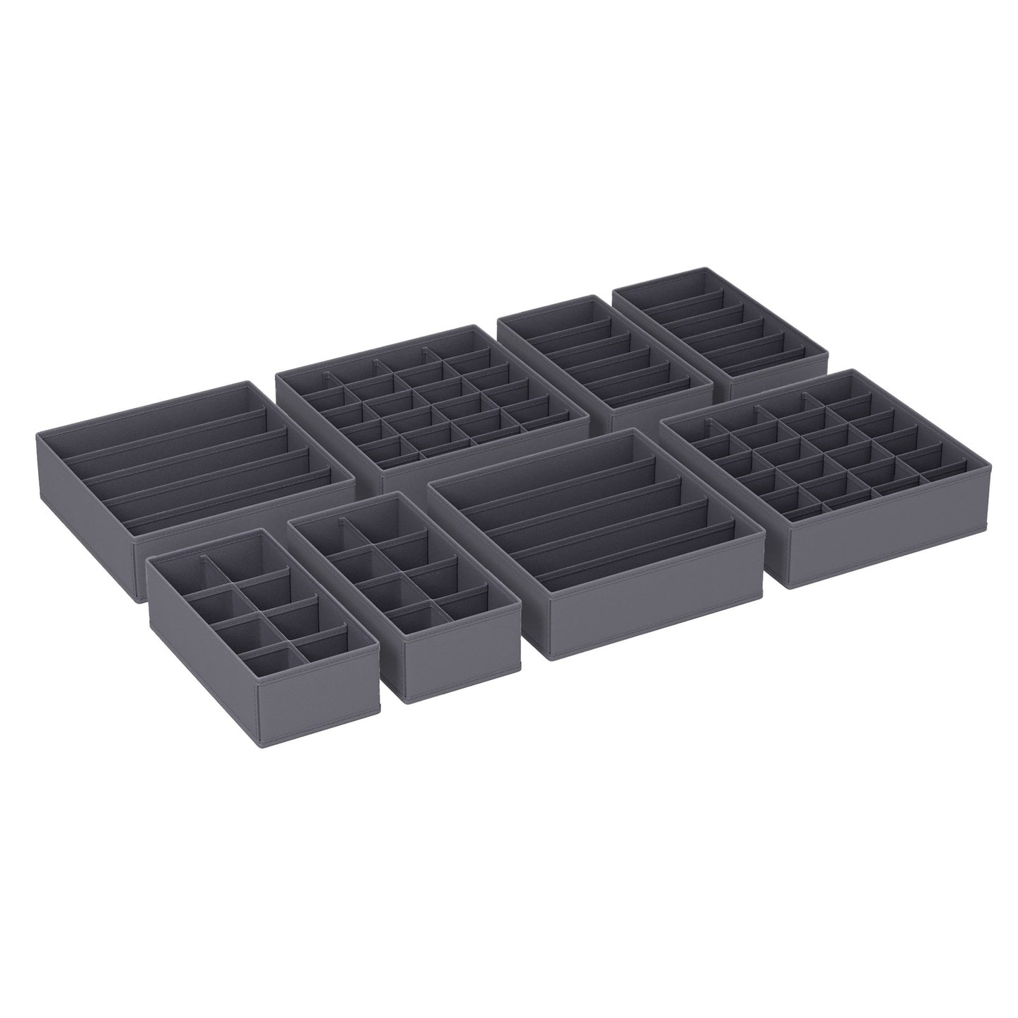 Set of 8 Underwear Organisers - Fabric and PE Board - Grey
