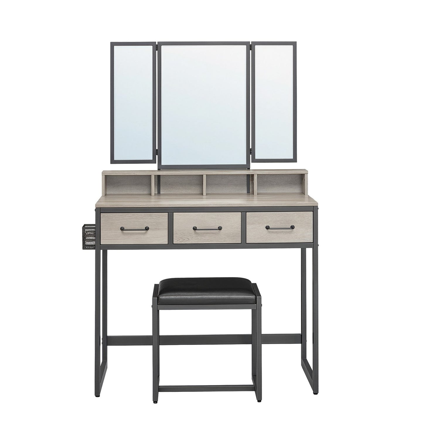 Makeup Vanity Desk - Wood - Tri-Fold Mirror