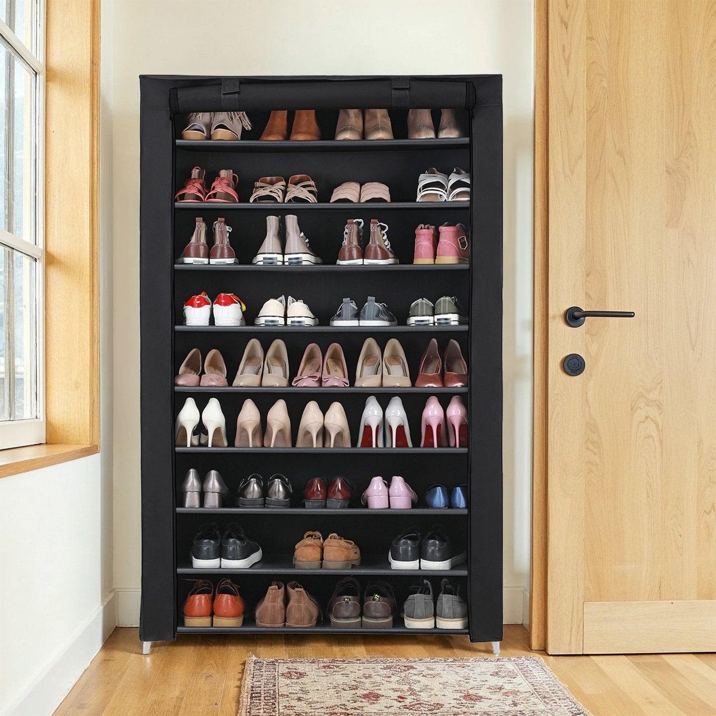 10-Tier Shoe Rack - 54 Pairs - Non-Woven Fabric - Customizable Tiers