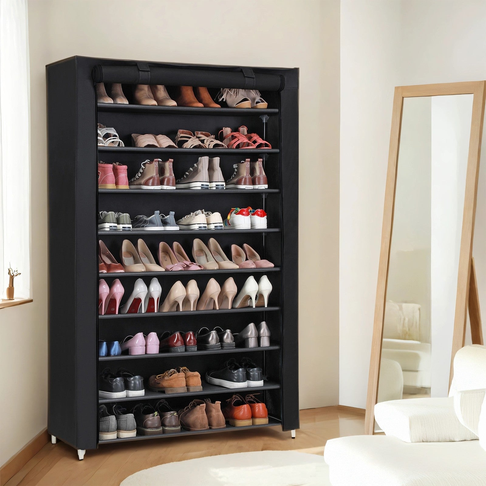 10-Tier Shoe Rack - 54 Pairs - Non-Woven Fabric - Customizable Tiers