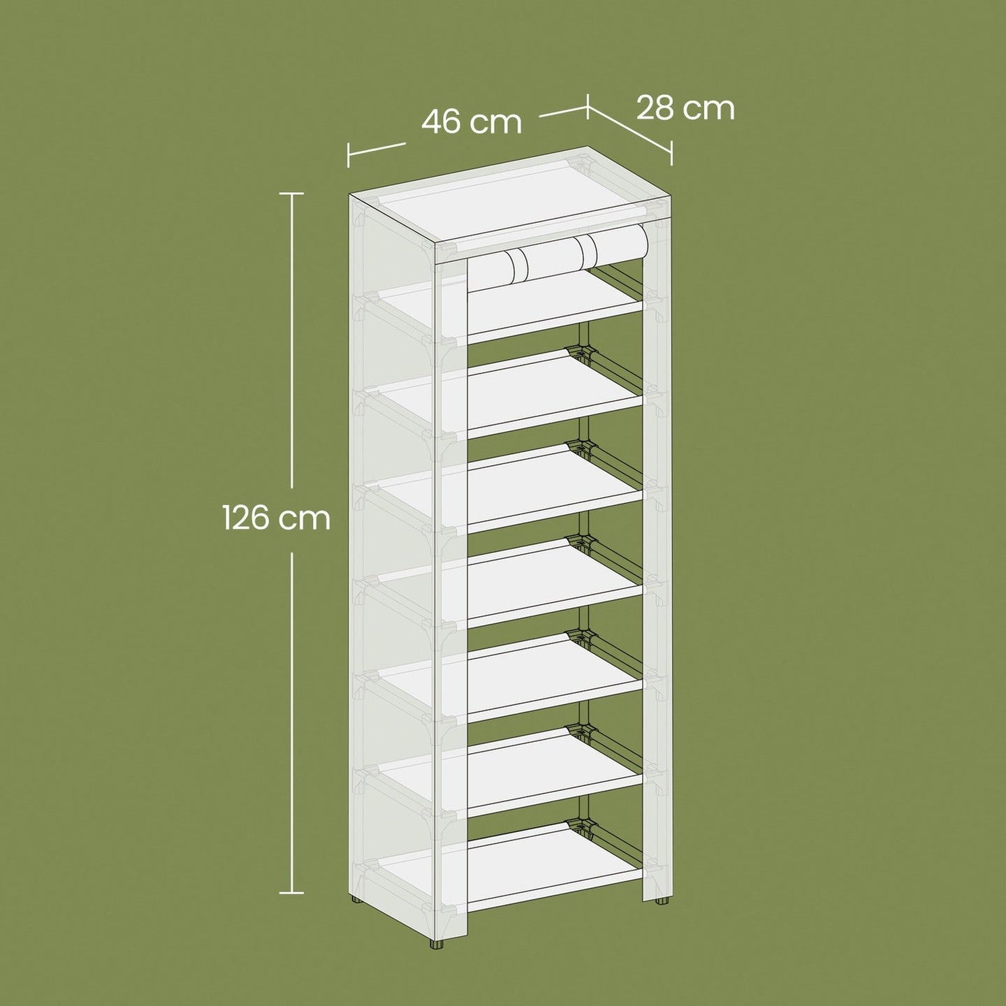 7-Tier Shoe Storage Cabinet - Non-Woven Fabric - Grey - Dustproof with Protective Cover