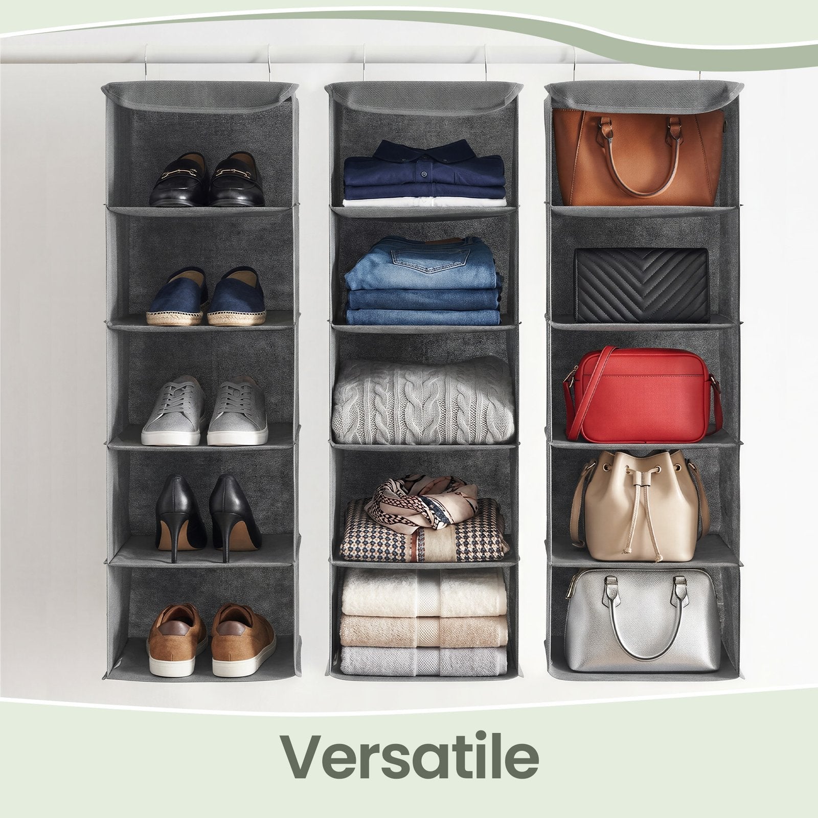 Closet Hanging Shelves - 30L - Non-Woven Fabric - Bamboo Inserts