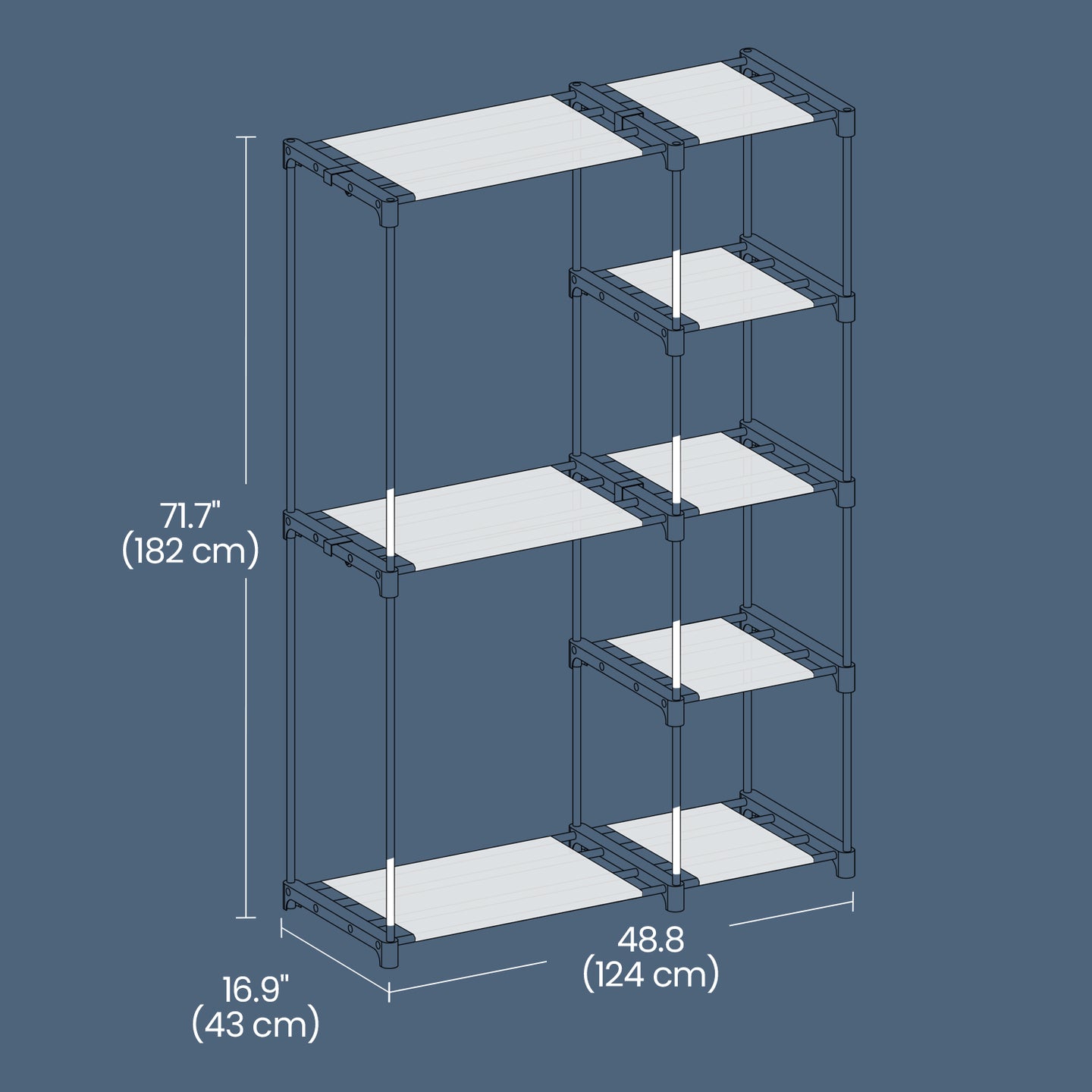 Freestanding Foldable Closet Wardrobe - Fabric and Metal Tube - Black