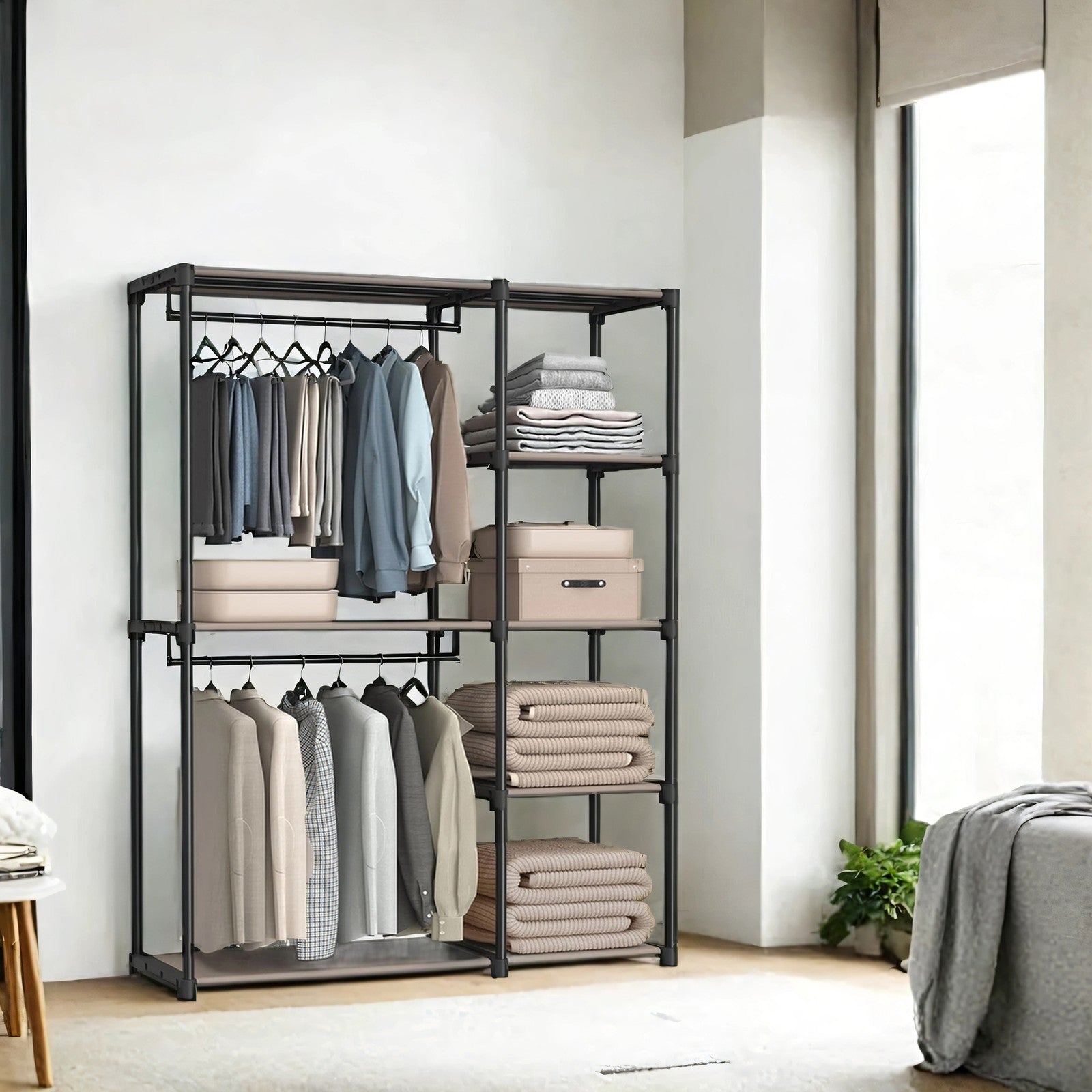 Freestanding Foldable Closet Wardrobe - Fabric - Taupe