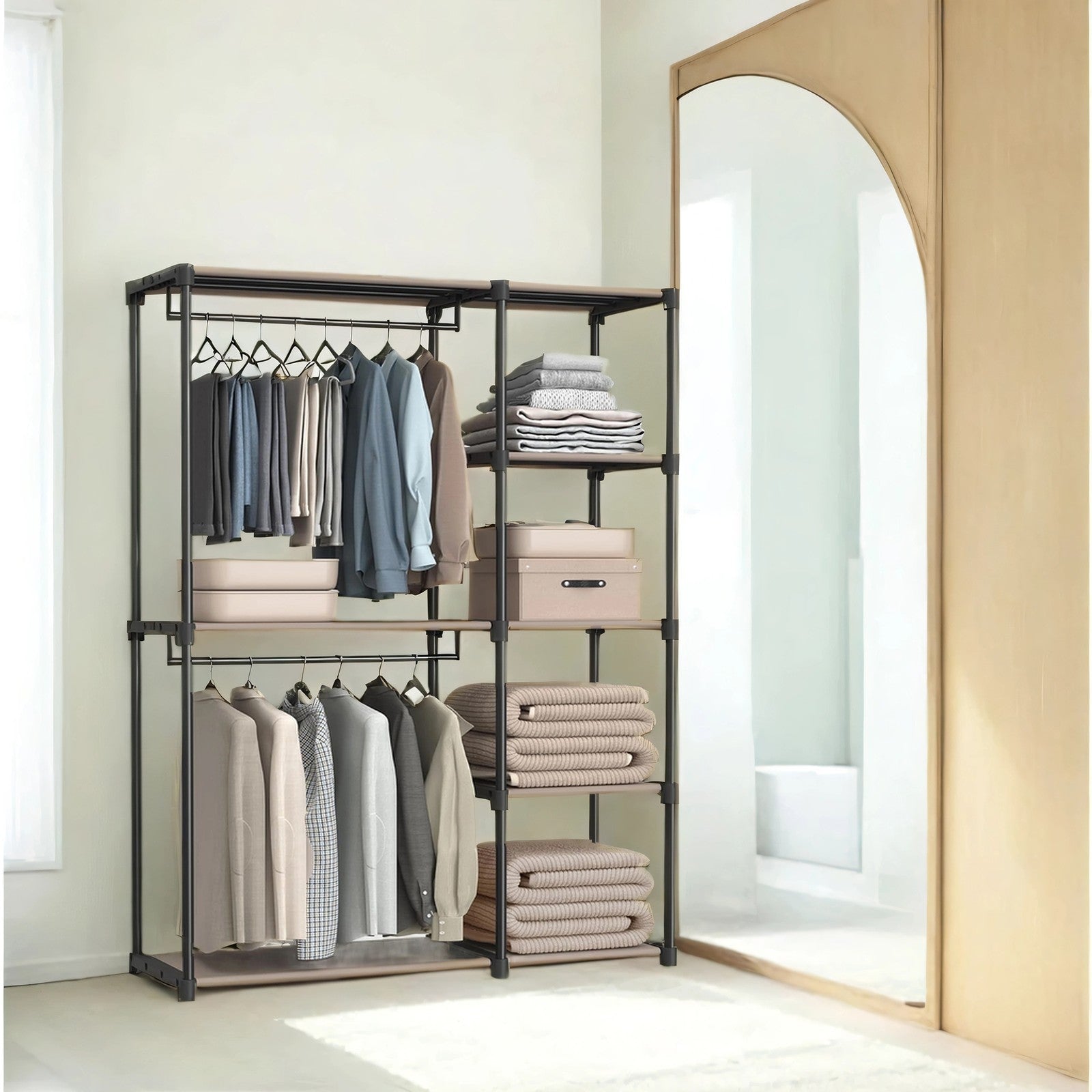 Freestanding Foldable Closet Wardrobe - Fabric - Taupe