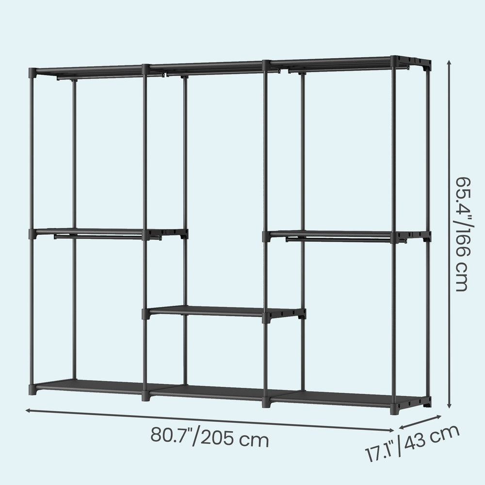 Wardrobe Closet Organizer - Fabric and Metal Tube - Black
