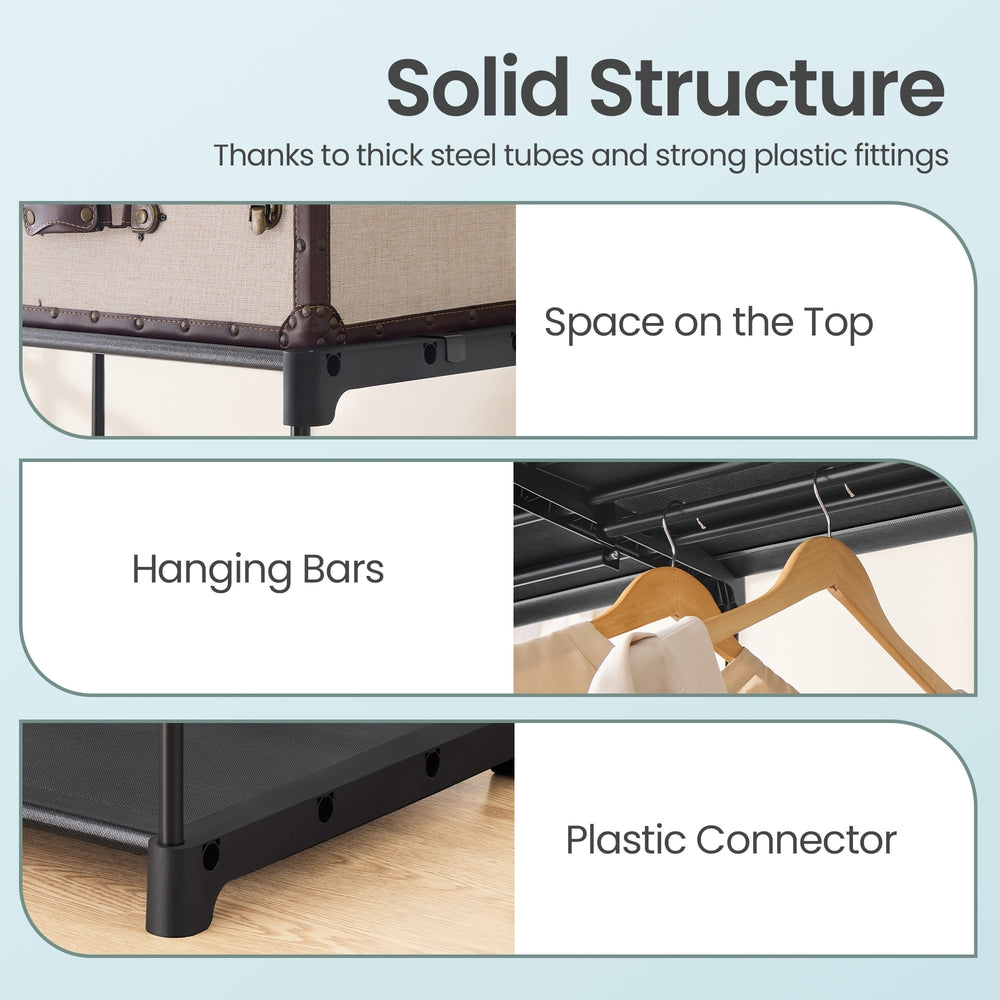 Wardrobe Closet Organizer - Fabric and Metal Tube - Black