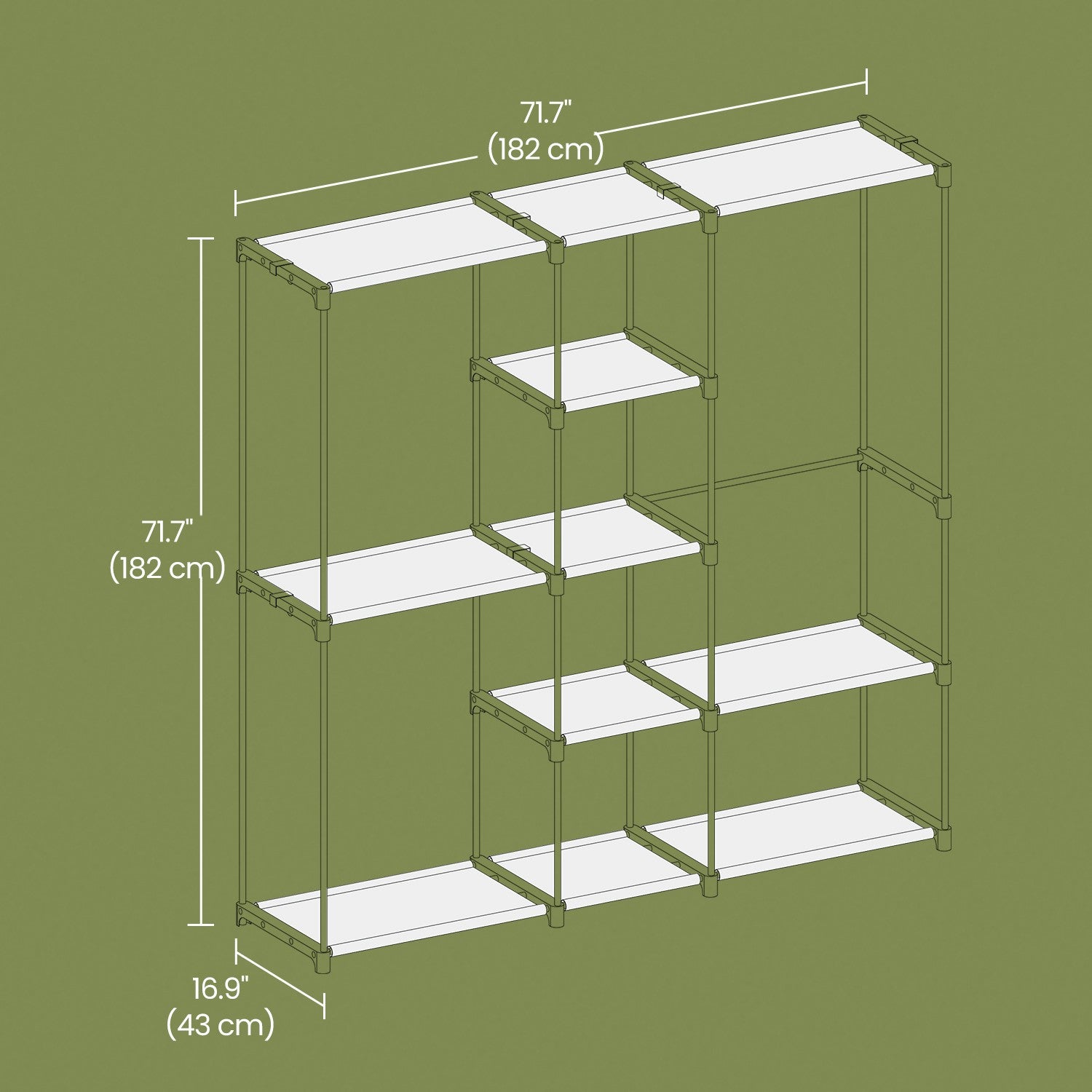 Freestanding Clothes Rack - Fabric - Black - Portable Wardrobe with Shelves and Hanging Rails