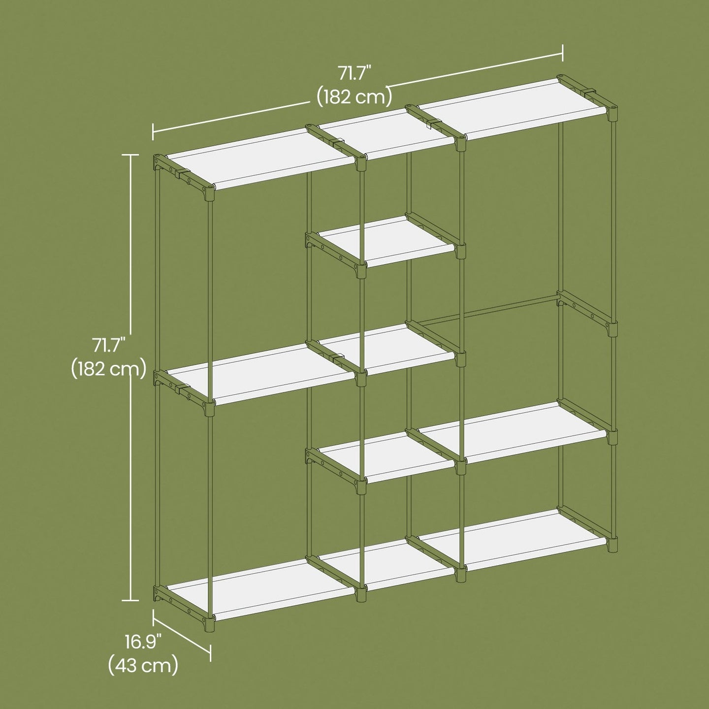 Freestanding Clothes Rack - Fabric - Black - Portable Wardrobe with Shelves and Hanging Rails