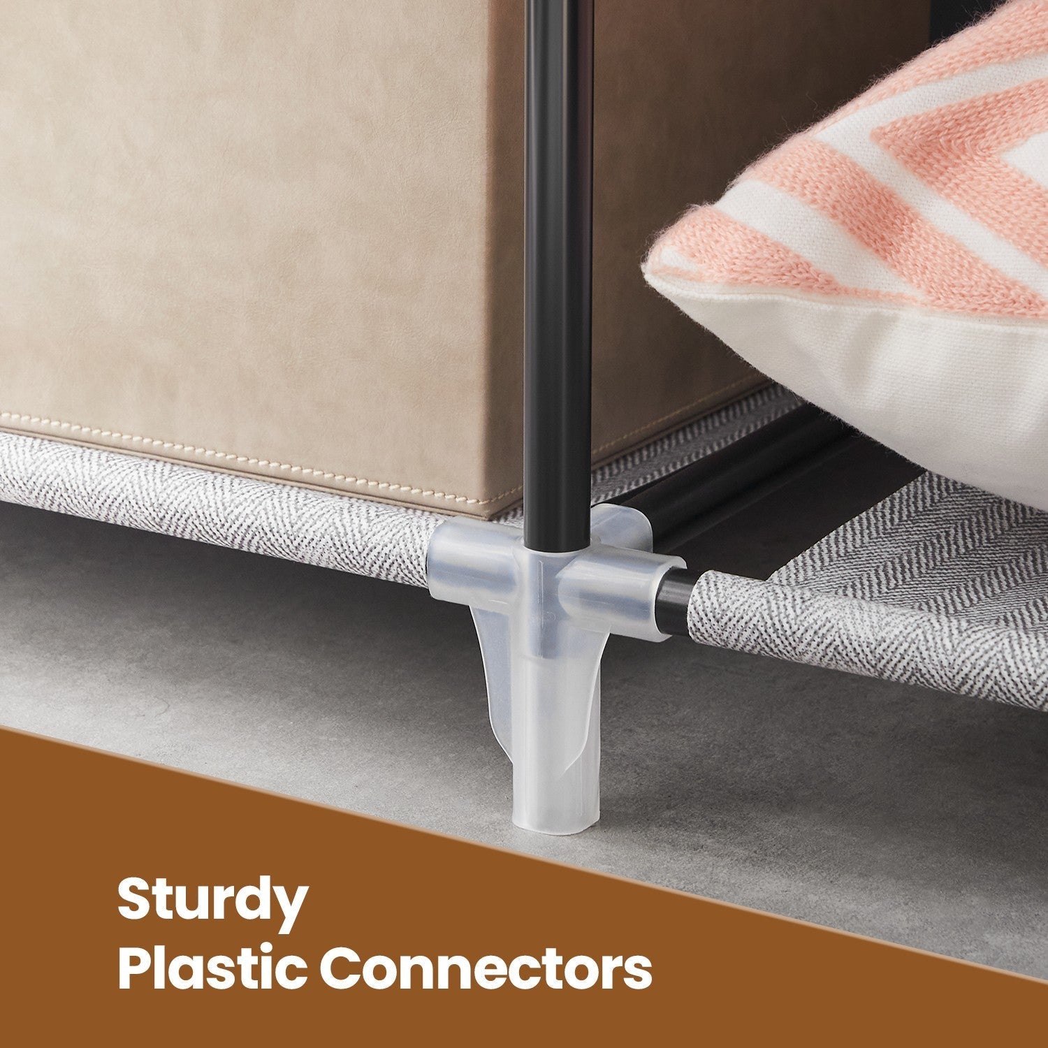 Portable Closet - Non-Woven Fabric - Grey - 6 Shelves and 2 Hanging Rails