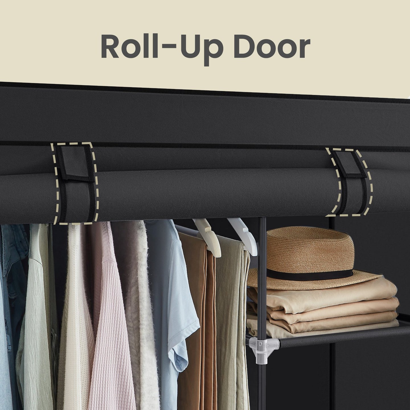 Portable Closet Organizer - Fabric and Metal Tube - Black