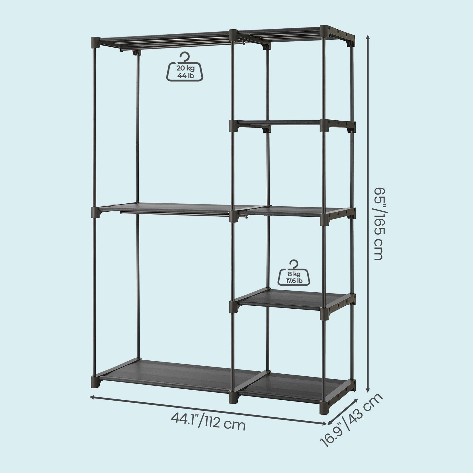 Portable Closet - Fabric and Metal Tube - Black