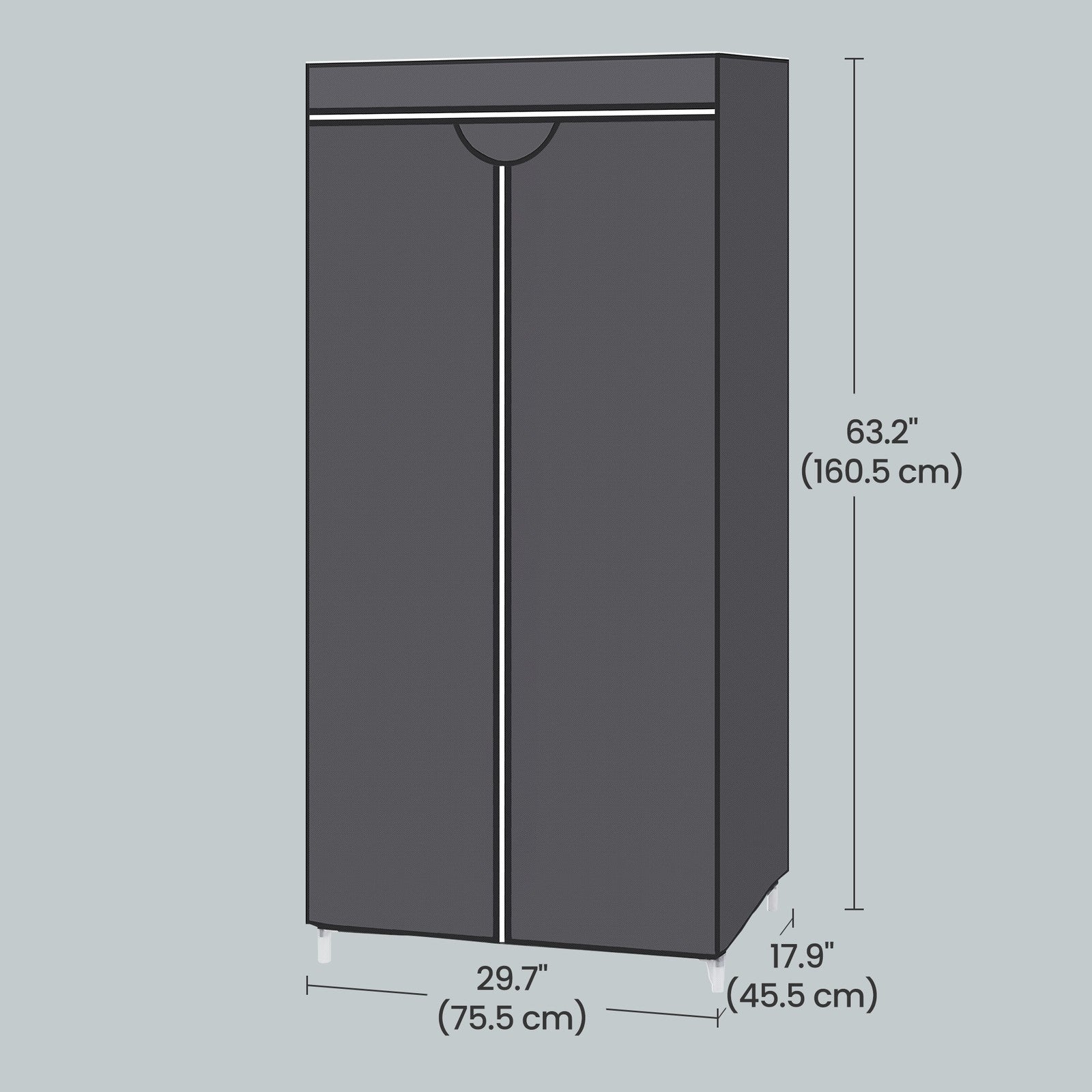 Foldable Fabric Wardrobe - Canvas - Black - Portable Closet Organizer with Hanging Rail and Shelves
