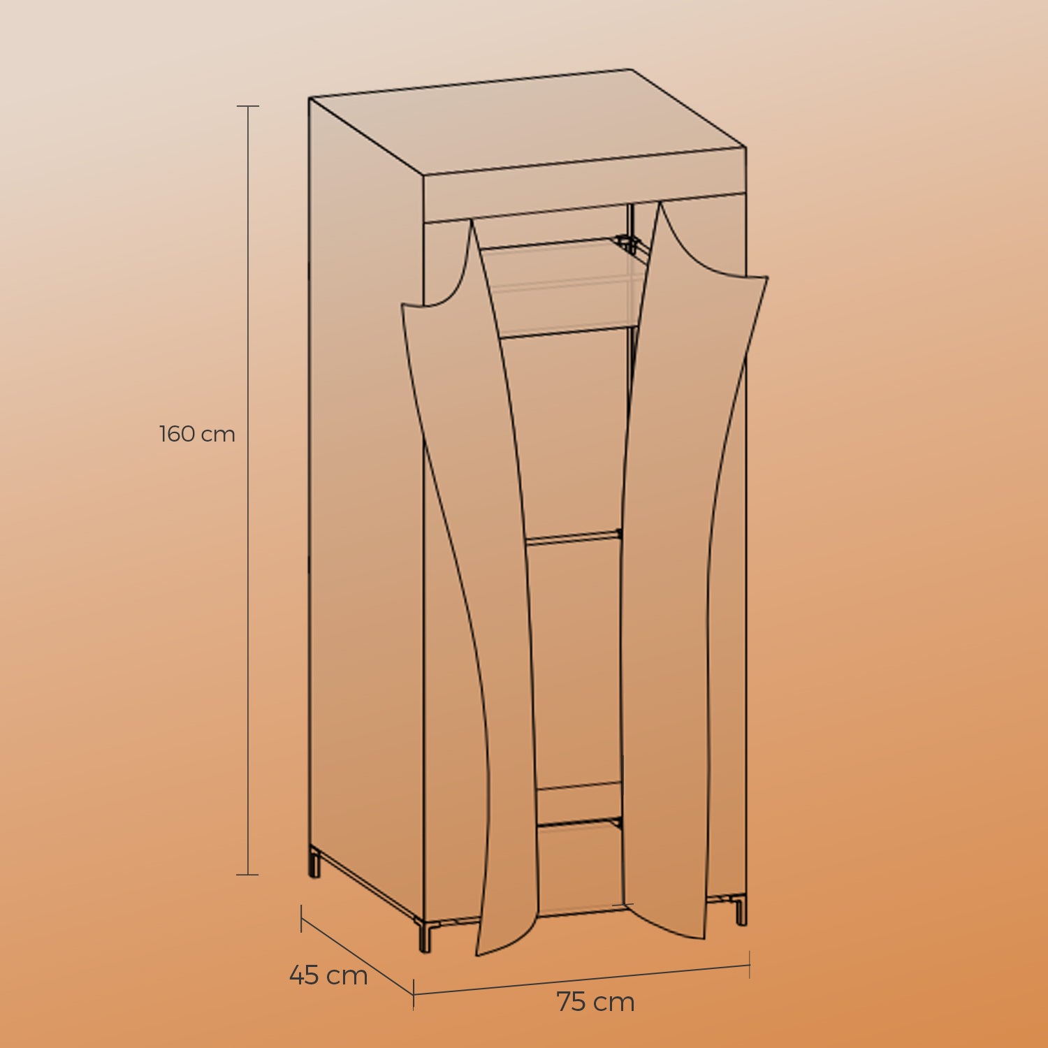 Foldable Fabric Wardrobe - metal tubes and Fabric cover - Brown