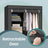 Portable Wardrobe - Non-Woven Fabric - Black - Double Hanging Rods and Adjustable Shelves