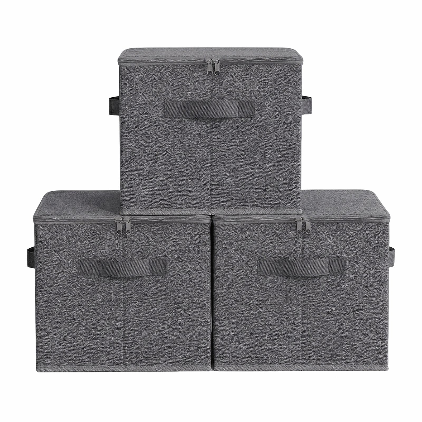 Foldable Storage Boxes with Lids - 30L - Non-Woven Fabric - Handles