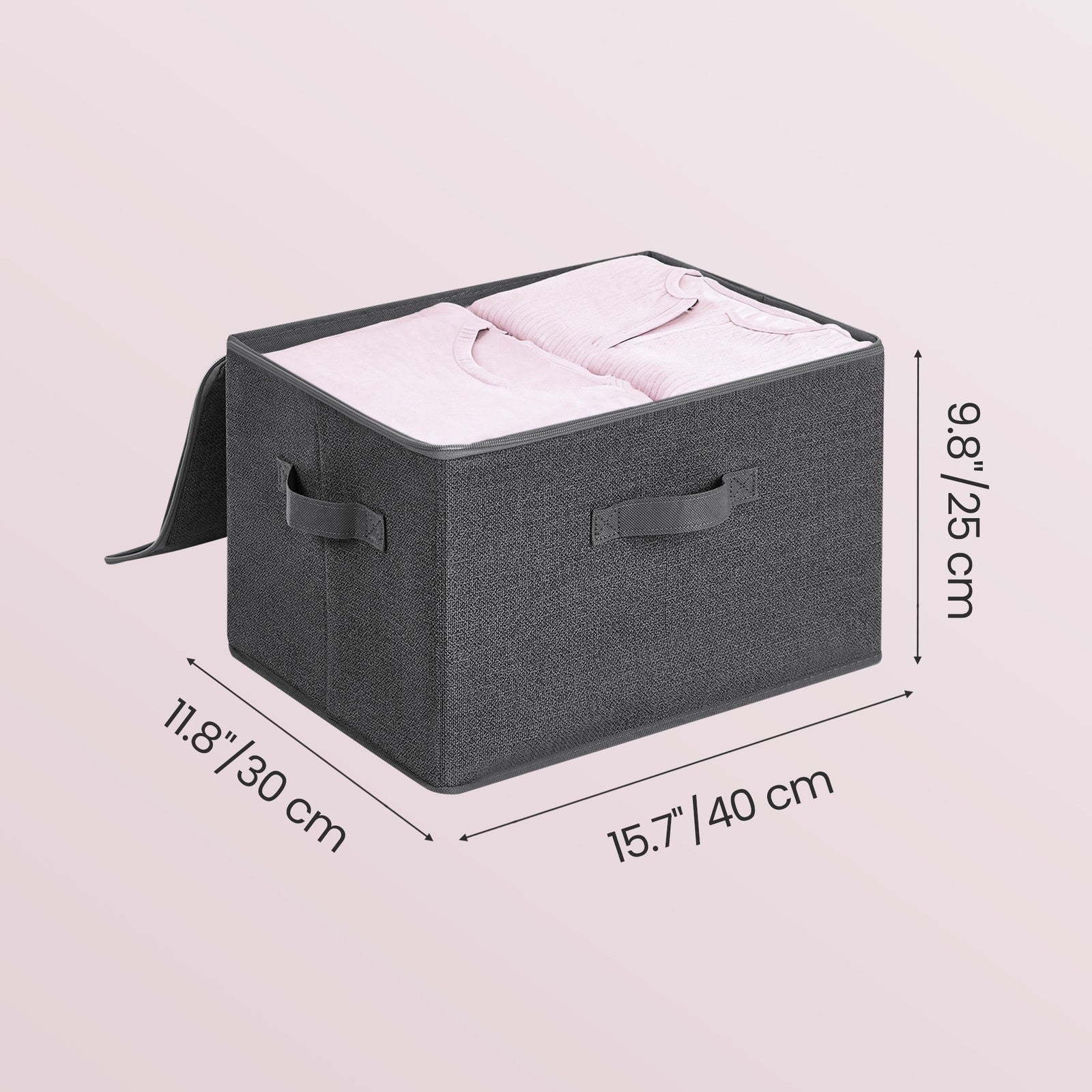 Foldable Storage Boxes with Lids - 30L - Non-Woven Fabric - Handles