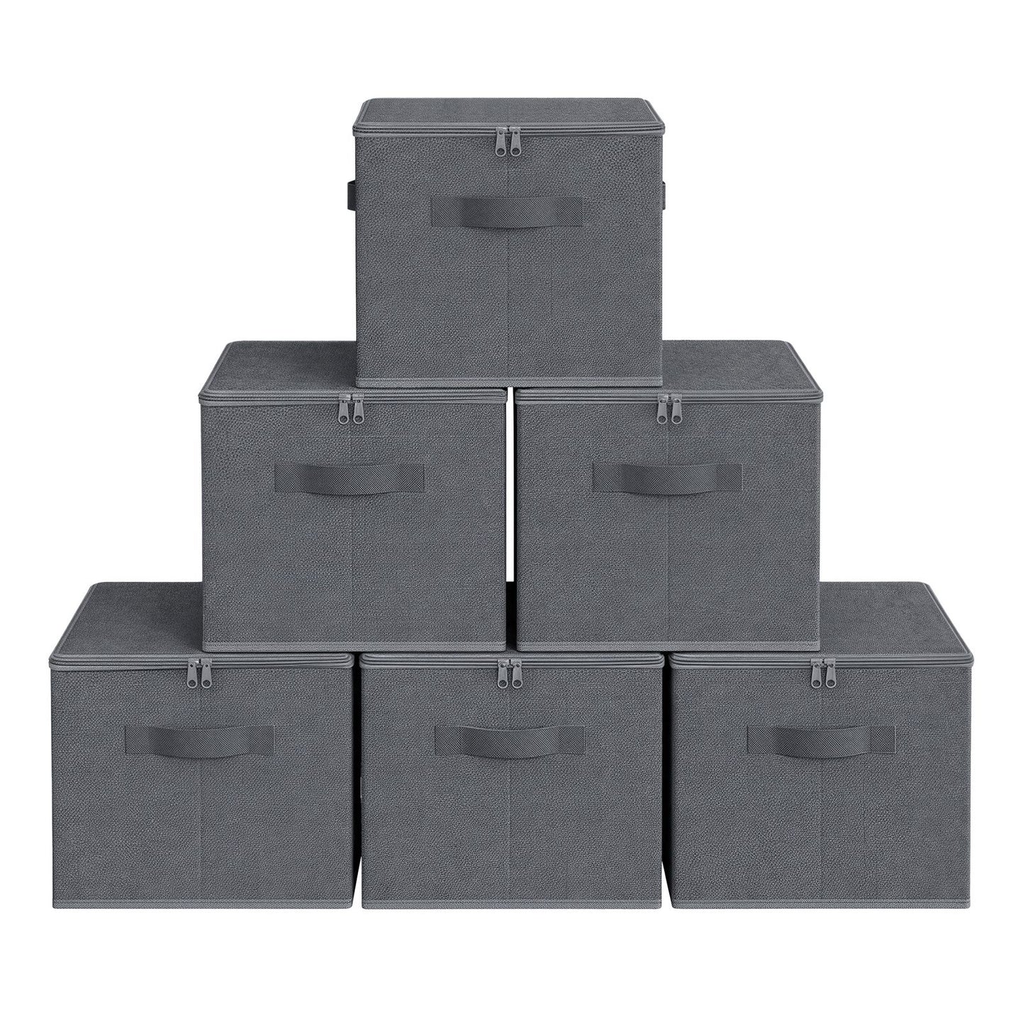 Foldable Storage Organiser Boxes - Thick Cardboard and Fabric - Slate Grey
