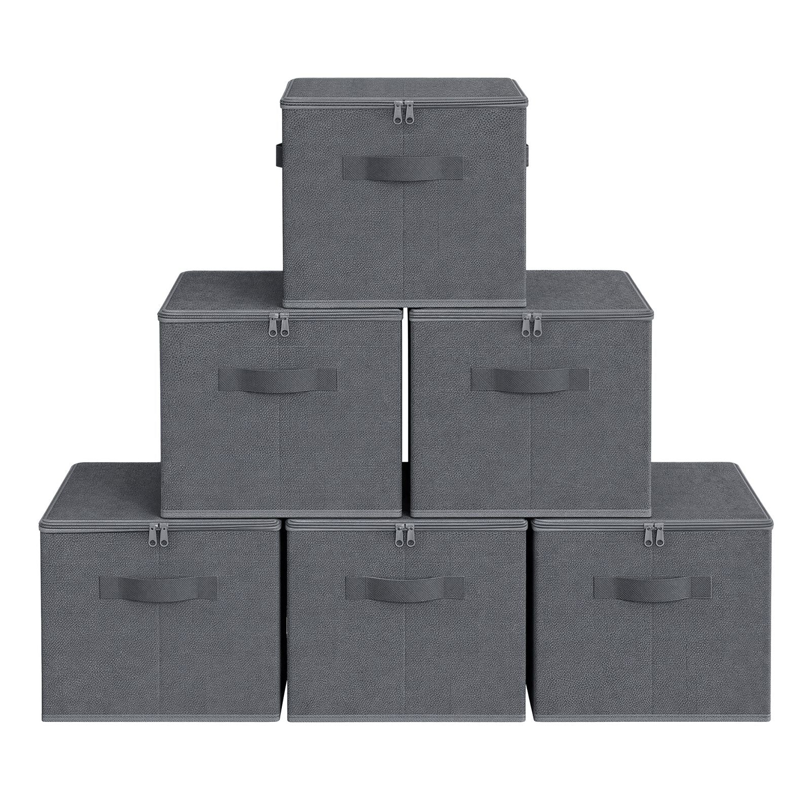 Foldable Storage Organiser Boxes - Thick Cardboard and Fabric - Slate Grey