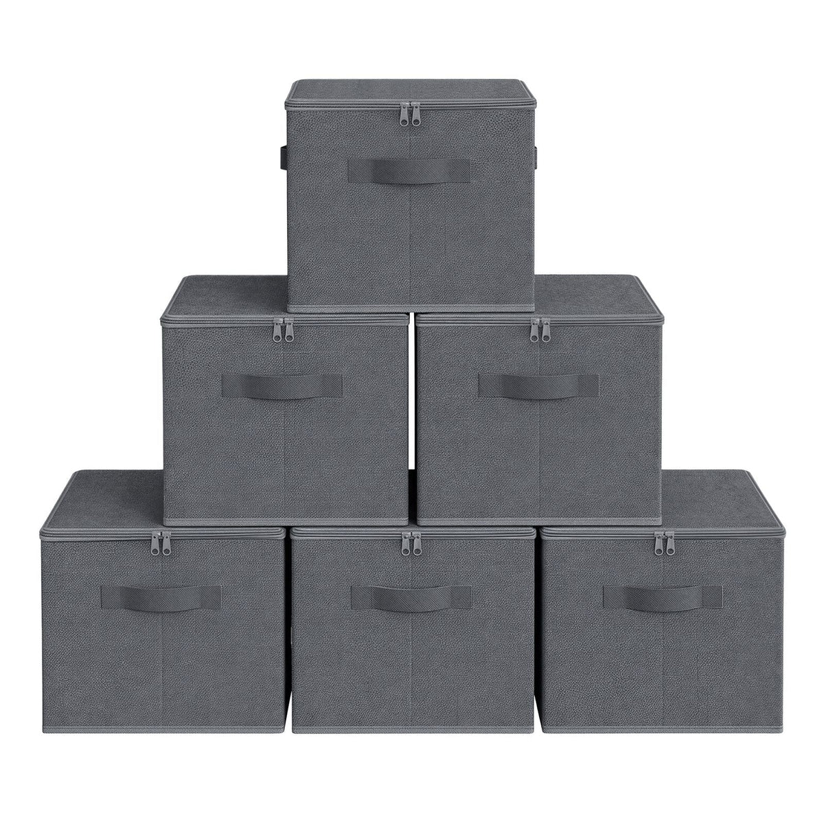Foldable Storage Organiser Boxes - Thick Cardboard and Fabric - Slate Grey
