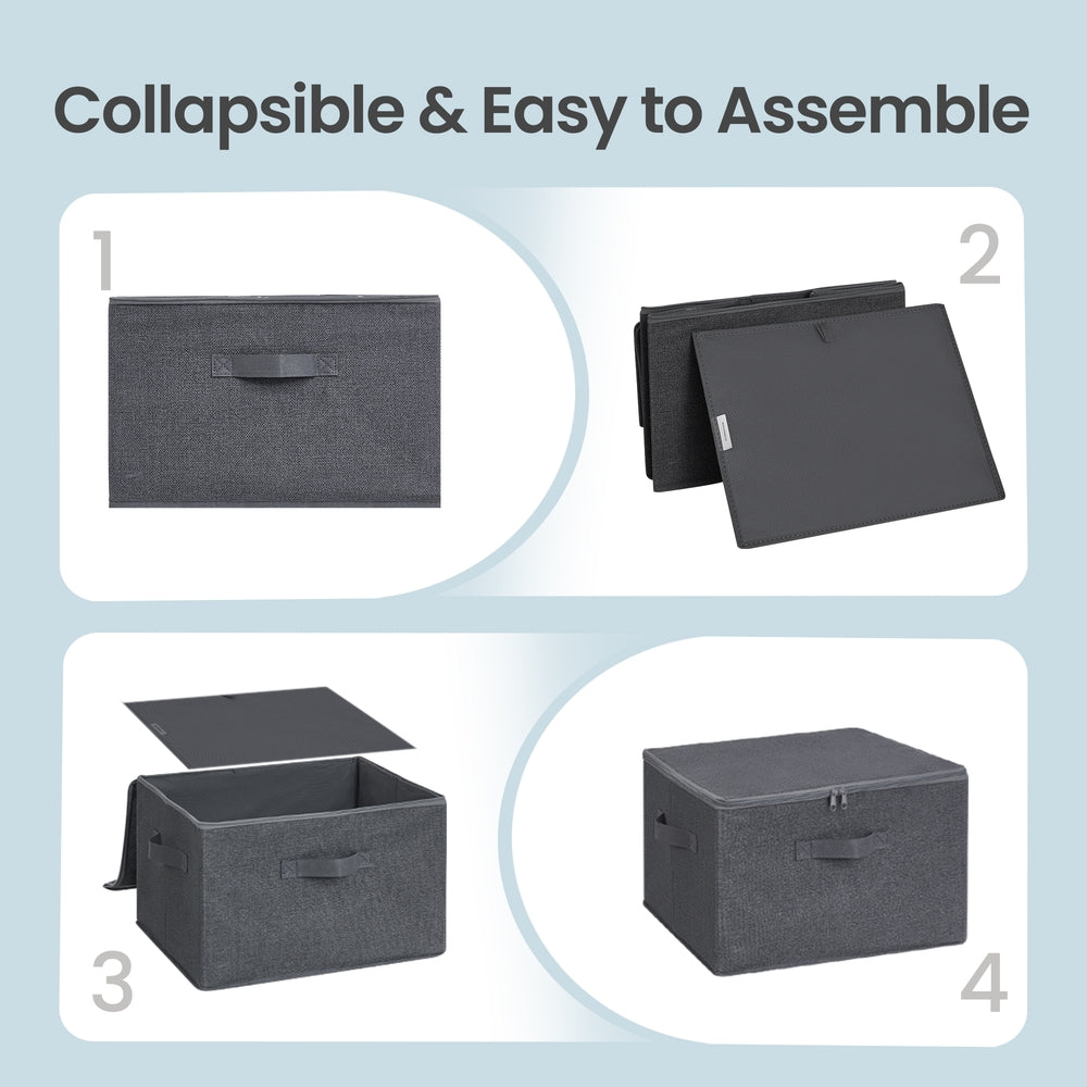 Foldable Storage Organiser Boxes - Thick Cardboard and Fabric