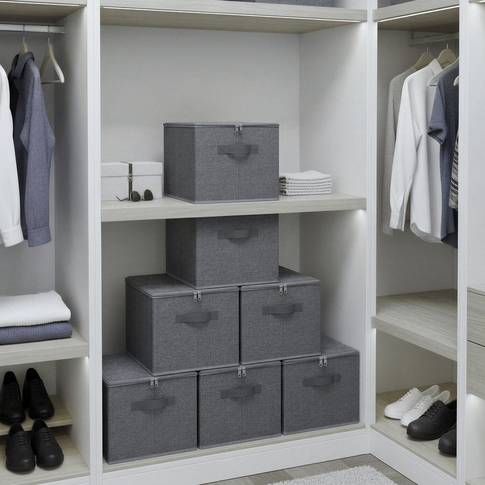 Foldable Storage Organiser Boxes - Thick Cardboard and Fabric