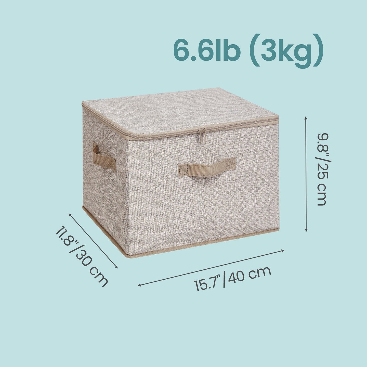 Set of 6 Foldable Storage Boxes - Non-Woven Fabric - Rustic Brown - With Lids and Handles