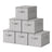 Set of 6 Foldable Storage Boxes - Thick Cardboard and Fabric - Light Grey