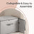 Set of 6 Foldable Storage Boxes - Thick Cardboard and Fabric - Light Grey