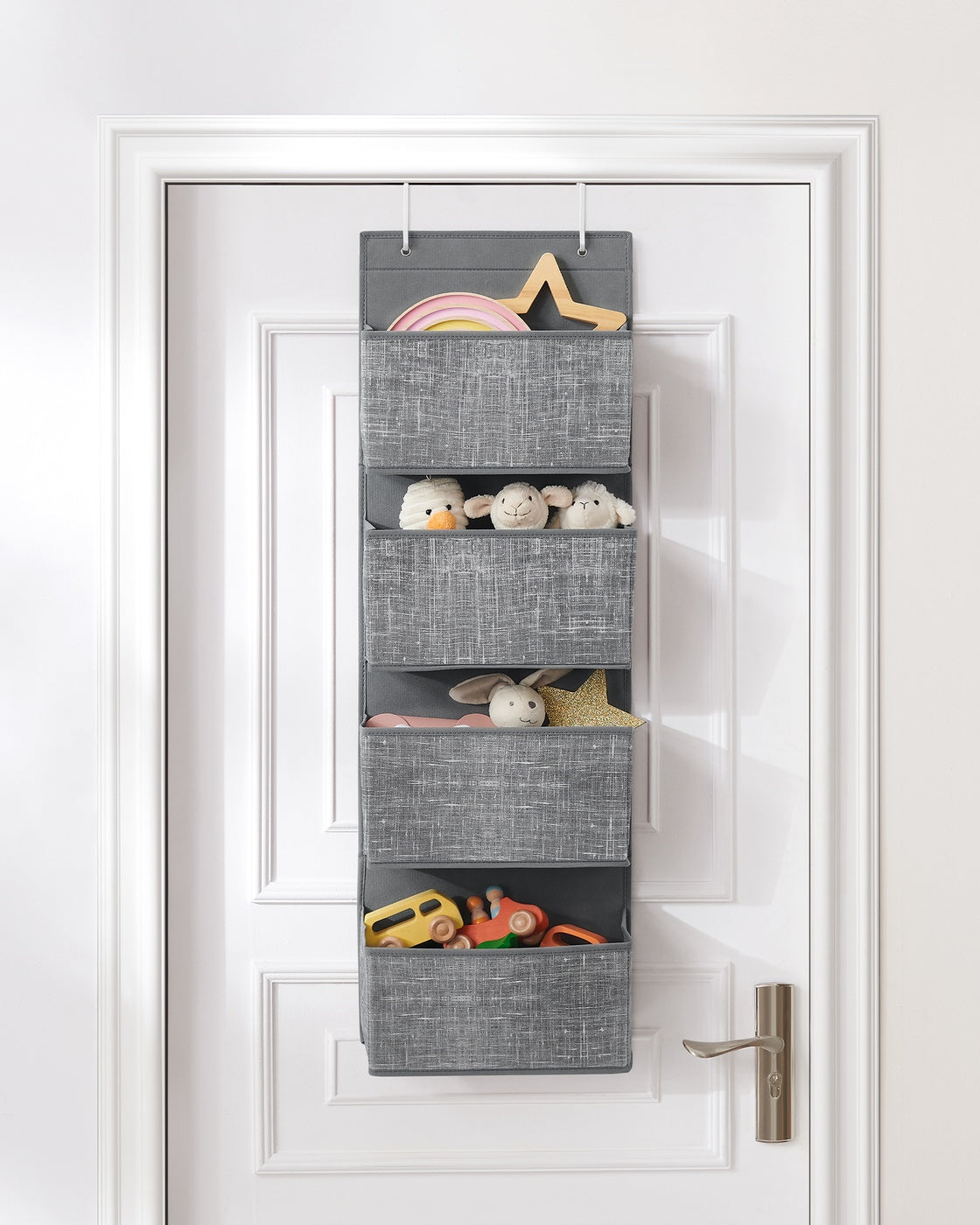 Over-Door Storage Organiser - Fabric and Cardboard - Heathered Grey