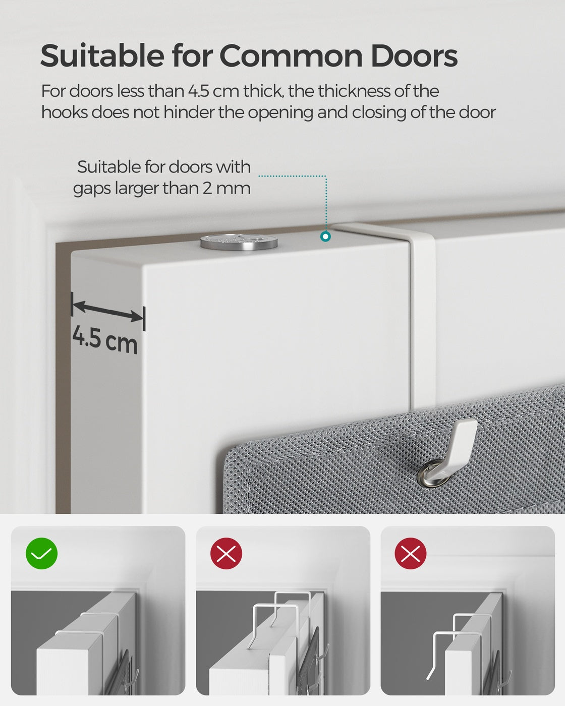 Over-Door Storage Organiser - Fabric and Cardboard - Heathered Grey