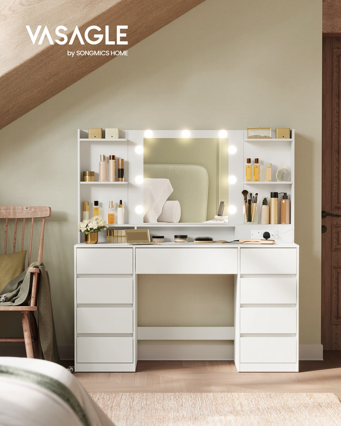 KAILYN Collection - Dressing Table - Wood and MDF - Cloud White