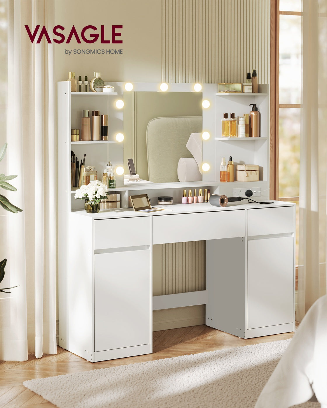 KAILYN Collection - Dressing Table - Wood and MDF - Cloud White