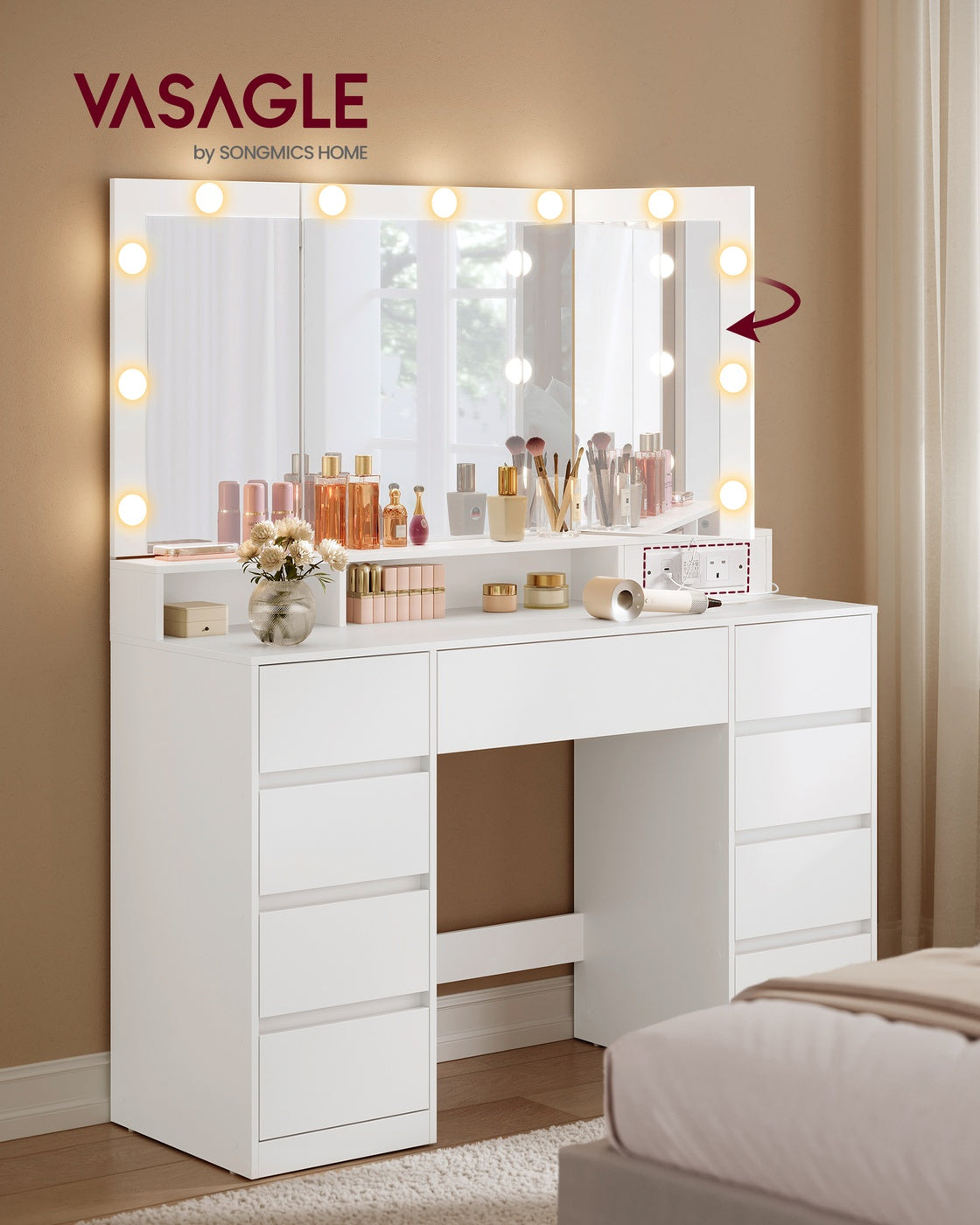 KAILYN Collection - Dressing Table - Wood and MDF - Cloud White