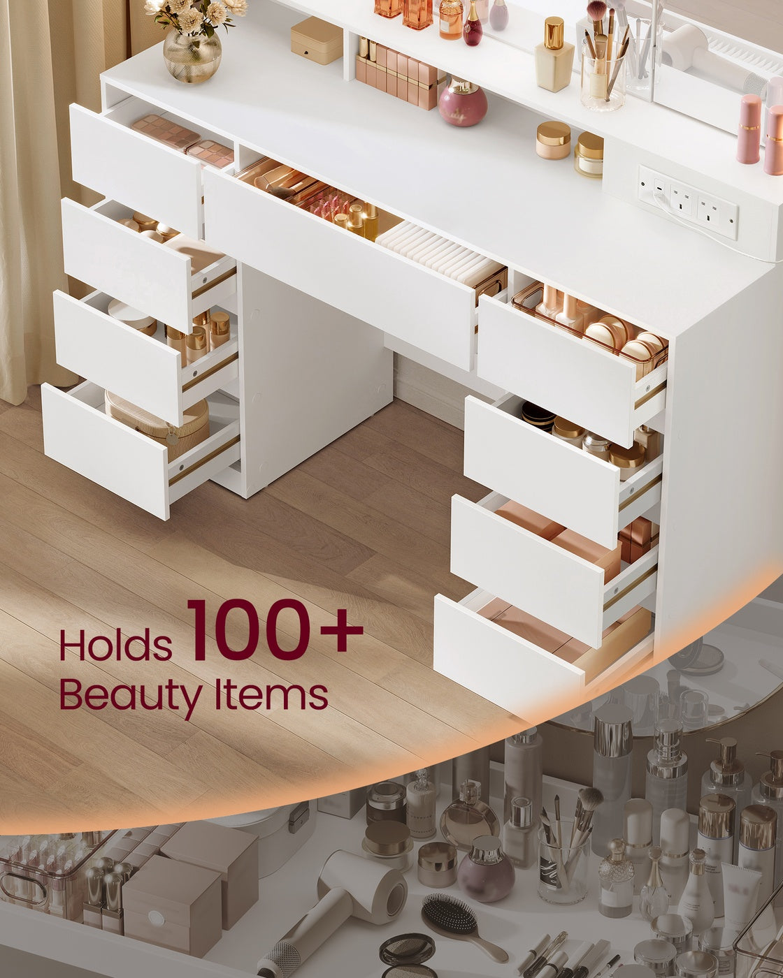 KAILYN Collection - Dressing Table - Wood and MDF - Cloud White