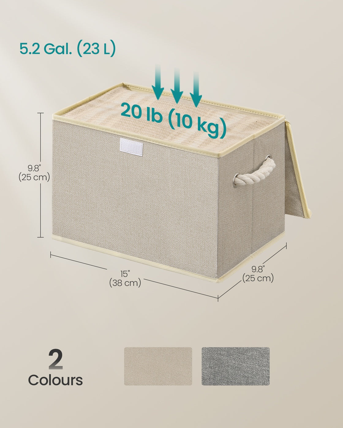 Storage Boxes - Cardboard and Fabric - Sand Beige - with Lids Set of 3