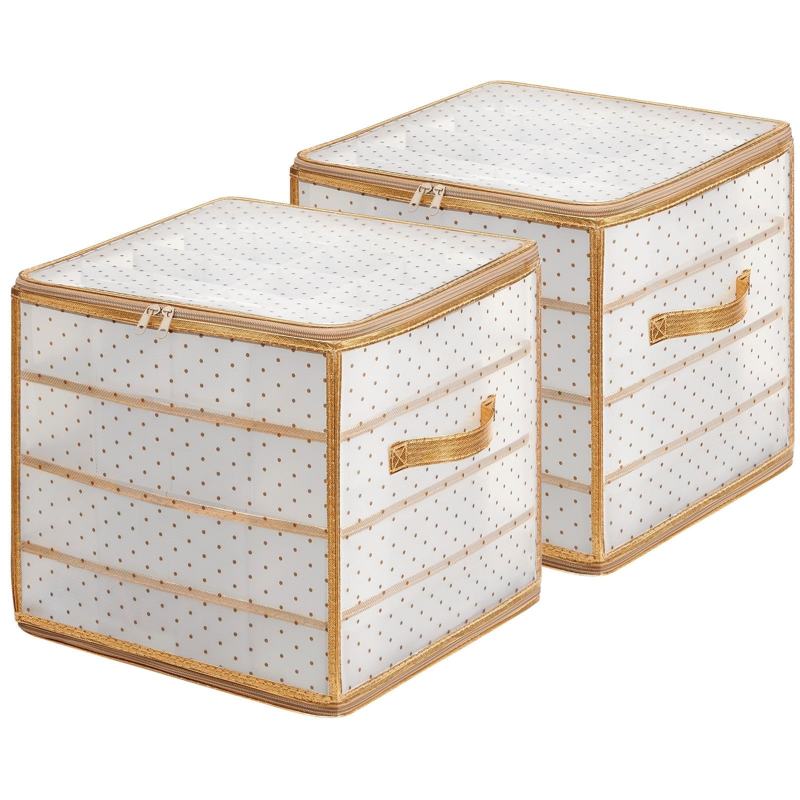 Christmas Ball Organiser - Fabric - Sandy Gold - 128 Bauble Capacity with Modular Dividers