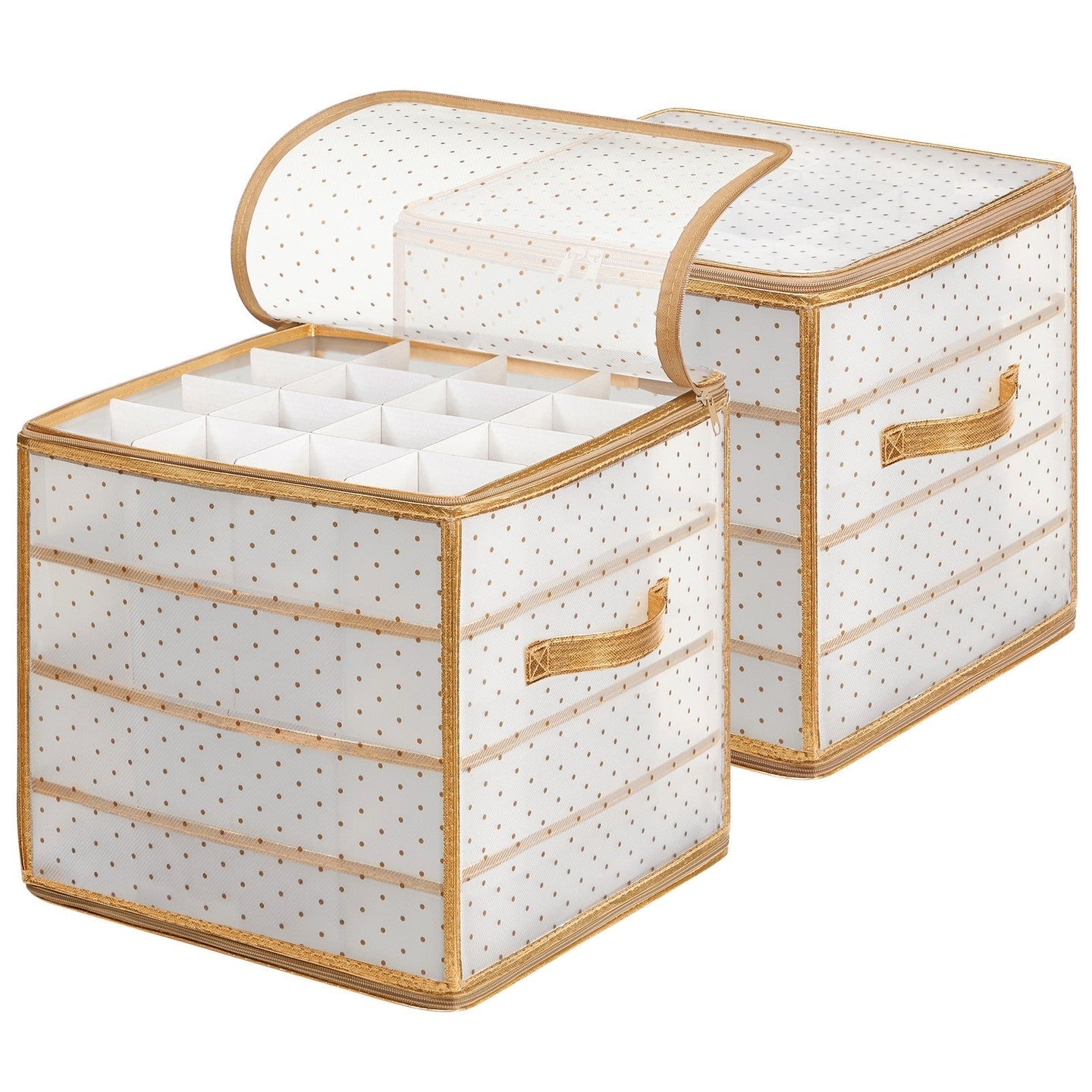 Christmas Ball Organiser - Fabric - Sandy Gold - 128 Bauble Capacity with Modular Dividers