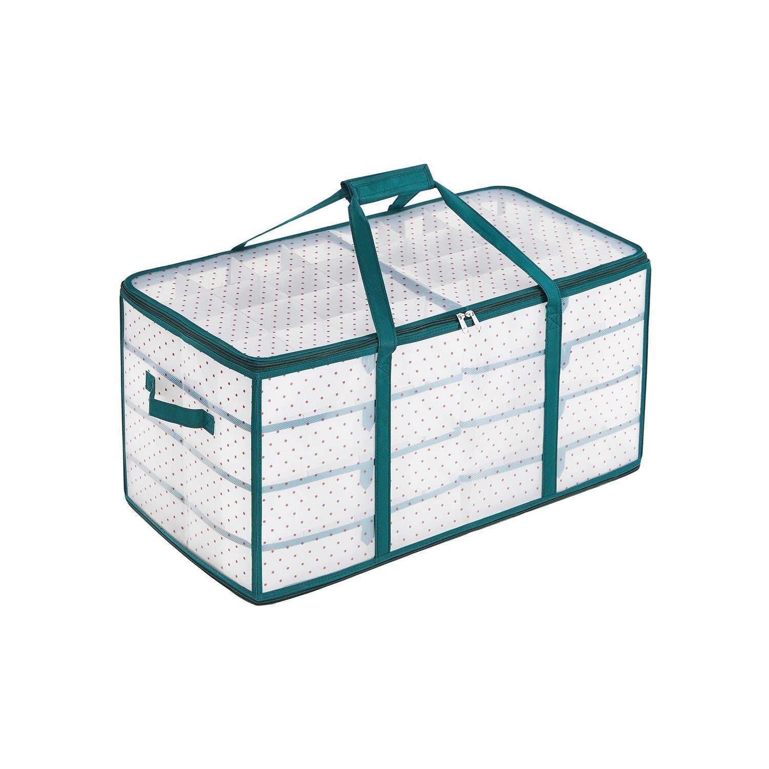 Christmas Ornament Storage Box - Fabric - Semi-Transparent - 128-Place with Modular Dividers