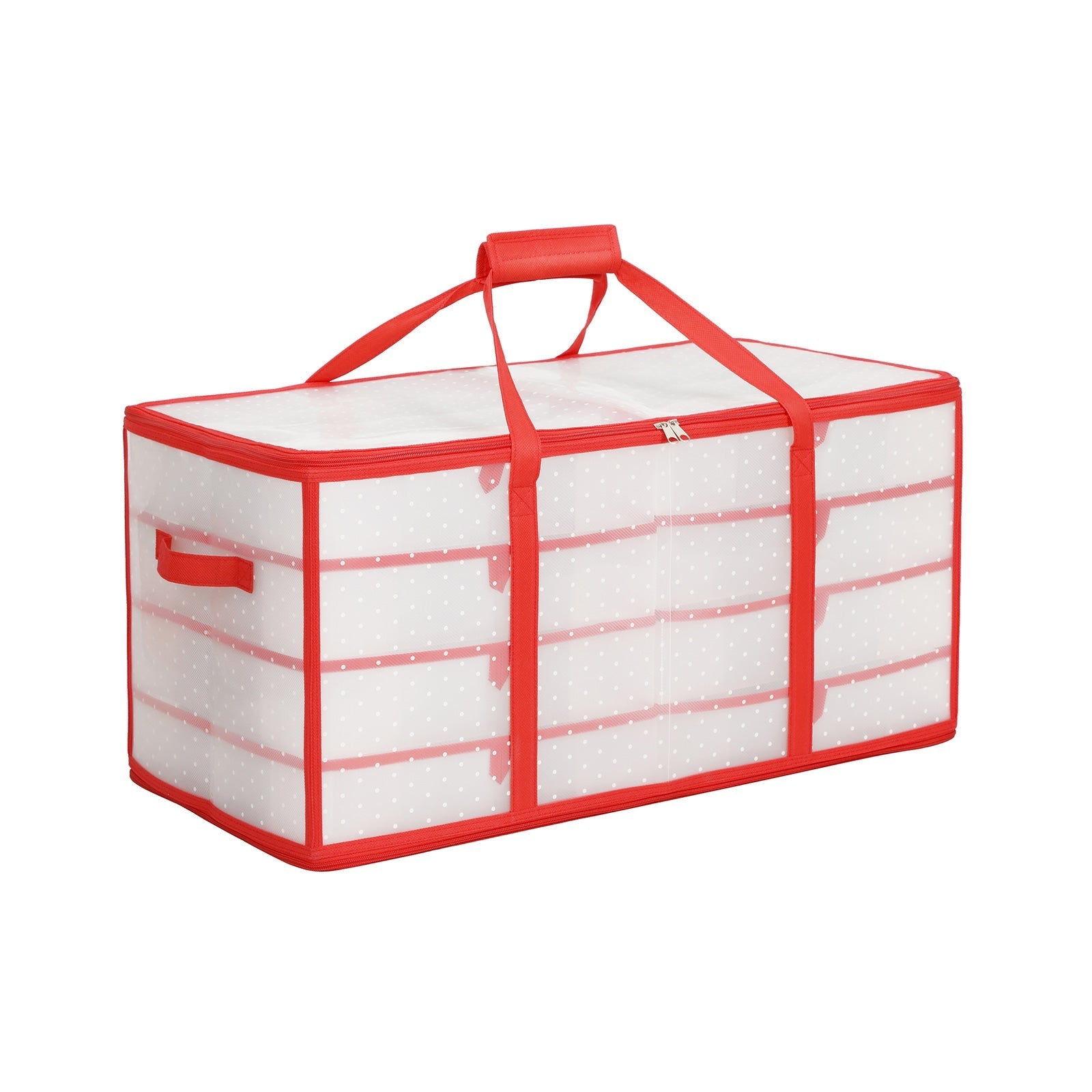 Large Storage Box - Fabric - Red - Modular Dividers for Christmas Baubles