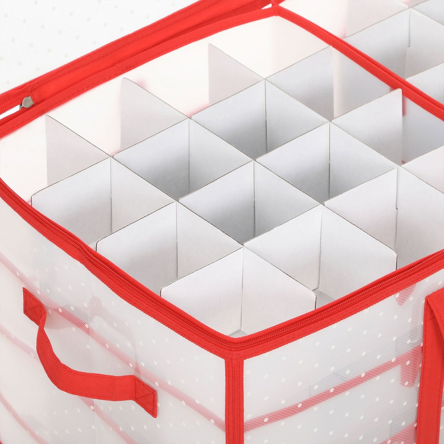 Large Storage Box - Fabric - Red - Modular Dividers for Christmas Baubles